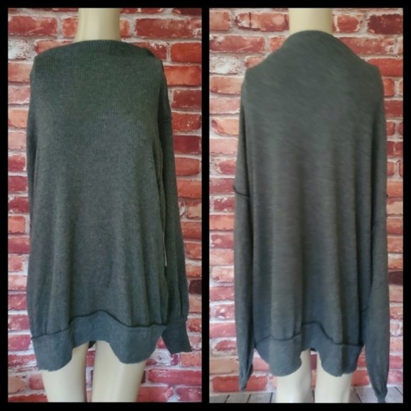 Free People Gray Main Squeeze Hacci Shirt Medium - Picture 6 of 8